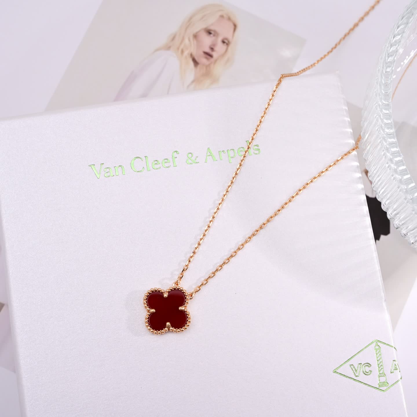 Van Cleef & Arpels Alhambra Gold Plated Enamel Clover Necklaces